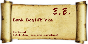Bank Boglárka névjegykártya